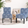 Set of 2 Armless Accent Chair Fabric Single Sofa with Solid Wood Legs