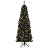 Pre-lit Christmas Halloween Tree with PVC Branch Tips and Warm White Lights-6 ft