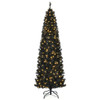 Pre-lit Christmas Halloween Tree with PVC Branch Tips and Warm White Lights-7 ft