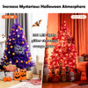 Artificial Prelit Purple Halloween Tree with Orange Lights and Pumpkin Ornaments-5'