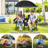 Portable Folding Picnic Double Chair With Umbrella-Black