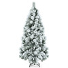 Flocked Hinged Artificial Christmas Slim Tree with Pine Needles-6 ft