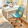 Adjustable Velvet Accent Swivel Vanity Office Chair with Chrome Base-Green