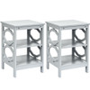 2 Pieces 3-tier Nightstand Sofa Side End Accent Table Storage Display Shelf-Gray