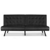 Futon Sofa Bed PU Leather Convertible Folding Couch Sleeper Lounge-Black