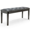 Upholstered Dining Room PU Bench Solid Wood Button Tufted-Gray