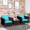 3 Pieces Outdoor Patio Rattan Furniture Set-Turquoise