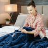 60 Inch x 50 Inch Electric Heated Throw Flannel and Sherpa Double-sided Flush Blanket-Blue