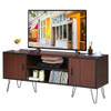 59 Inches Retro Wooden TV Stand for TVs up to 65 Inches-Brown