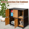 Cat Litter Box Enclosure with Divider and Double Doors-Coffee