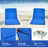 3 Pieces Beach Lounge Chair Mat Set 2 Adjustable Lounge Chairs with Table Stripe-Blue