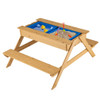 3-in-1 Kids Picnic Table Wooden Outdoor Water Sand Table with Play Boxes