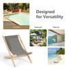 3-Position Adjustable and Foldable Wood Beach Sling Chair with Free Cushion-Gray
