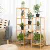 Bamboo 9-Tier Plant Stand Utility Shelf Free Standing Storage Rack Pot Holder-Natural