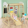 Indoor Playground Climbing Gym Wooden 8 in 1 Climber Playset for Children-Natural