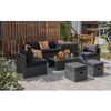 8 Pieces Patio Rattan Storage Table Furniture Set-Black