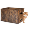 Wooden Hidden Cabinet Cat Furniture with Divider-Coffee