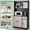 4-Door 71 Inch Kitchen Buffet Pantry Storage Cabinet with Hutch Adjustable Shelf-Black