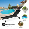 6-Poisition Adjustable Outdoor Chaise Recliner with Wheels-Black