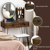 Vanity Table Set with Lighted Mirror and Cushion Stool-Brown
