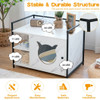 Enclosure Hidden Litter Furniture Cabinet with 2-Tier Storage Shelf-White