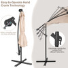 10 Feet Patio Solar Powered Cantilever Umbrella with Tilting System-Beige