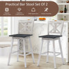 Set of 2 Bar Stools with Rubber Wood Legs-White