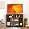 Corner TV Stand Entertainment Console Center with Adjustable Shelves-Coffee