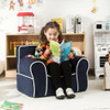 Upholstered Kids Sofa with Velvet Fabric and High Quality Sponge-Navy