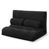 6-Position Adjustable Sleeper Lounge Couch with 2 Pillows-Black