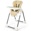 Foldable Baby High Chair with Double Removable Trays and Book Holder-Beige