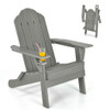 Patio Folding Adirondack Chair with Built-in Cup Holder-Gray