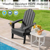 Patio Folding Adirondack Chair with Built-in Cup Holder-Black