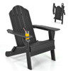 Patio Folding Adirondack Chair with Built-in Cup Holder-Black