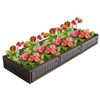 Raised Garden Bed Kit Outdoor Planter Box with Open Bottom Design and Optional Setup Shapes-Brown
