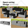8 Pieces Patio Rattan Furniture Set with Storage Waterproof Cover and Cushion-Black