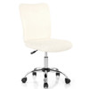 Armless Faux Fur Leisure Office Chair with Adjustable Swivel-White