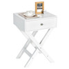 X Shaped Structure Side Nightstand with Drawer-White
