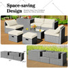 8 Pieces Patio Rattan Furniture Set with Storage Waterproof Cover and Cushion-Off White