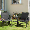 Double Swing Glider Rocker Chair set with Glass Table-Black