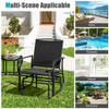 Double Swing Glider Rocker Chair set with Glass Table-Black