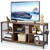 Industrial TV Stand with Storage Basket for TVs up to 65 Inches-Rustic Brown