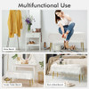 Modern Faux Fur Ottoman Bench with Golden Legs-White