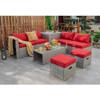 8 Pieces Patio Rattan Furniture Set with Storage Waterproof Cover and Cushion-Red