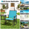 Double Swing Glider Rocker Chair set with Glass Table-Turquoise