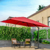 10 x 10 Feet Cantilever Offset Square Patio Umbrella with 3 Tilt Settings-Dark Red