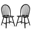 Set of 2 Vintage Windsor Wood Chair with Spindle Back for Dining Room-Black