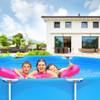 Round Above Ground Swimming Pool With Pool Cover-Blue