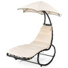 Hammock Swing Lounger Chair with Shade Canopy-Beige