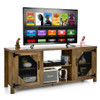 TV Stand Entertainment Media Center for TVs up to 65 Inch with Steel Mesh Doors-Rustic Brown